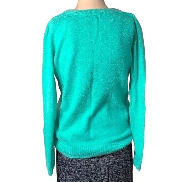 H&M Womens Sweater Angora Wool Blend Knit Pullover Long Sleeves Green Small - Picture 3 of 7